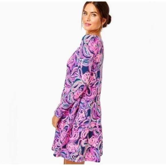 Lilly Pulitzer UPF50+ Arlene High Tide Navy Flock to The Top Dress Sz S EUC - Picture 2 of 11